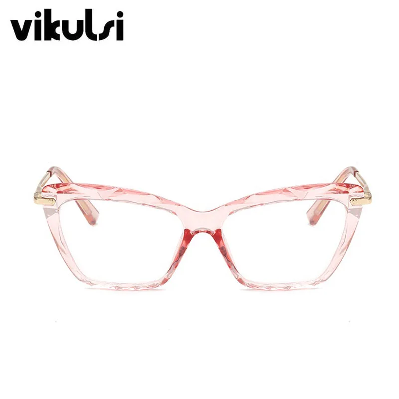 Очки кошачий глаз, модные, неправильный крой, кристально прозрачные очки, оптическая оправа, очки armacao de oculos feminino, популярные в Бразилии - Цвет оправы: E171 C2 pink