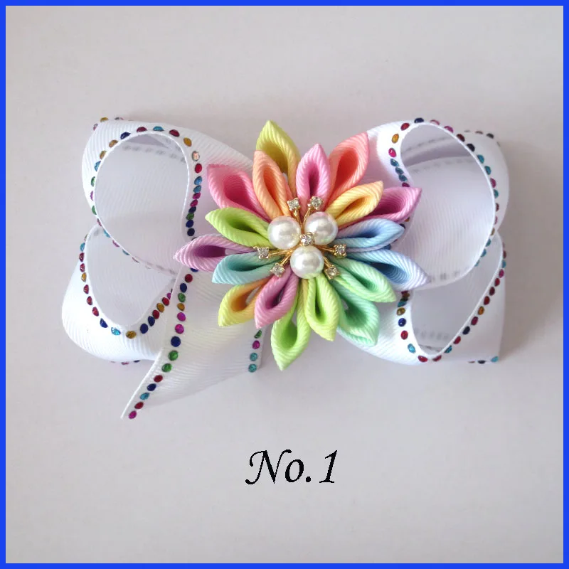 2 blessding Girl Rhinestone Rainbow 4," блеск ABC волос лук клип цветок