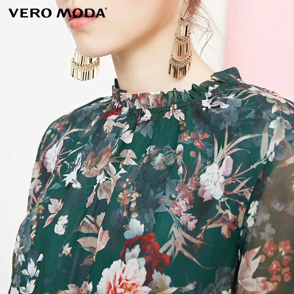 Vero Moda платье женское стиль суд Раффлед печатных ткань цветочные платье | 31837D501