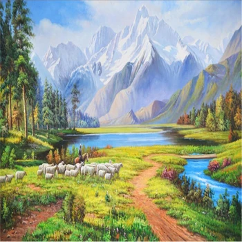 

beibehang Custom Wallpapers Mural Photos Any size European pastoral beauty oil painting background murals Papel de parede