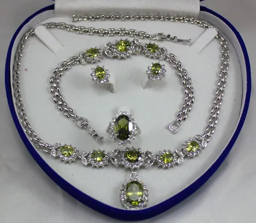 

2 choices wholesale new yellow crystal 10*14mm ring(#7.8.9) 18" chain pendant necklace stud earrings &bracelet jewelry set003 5.