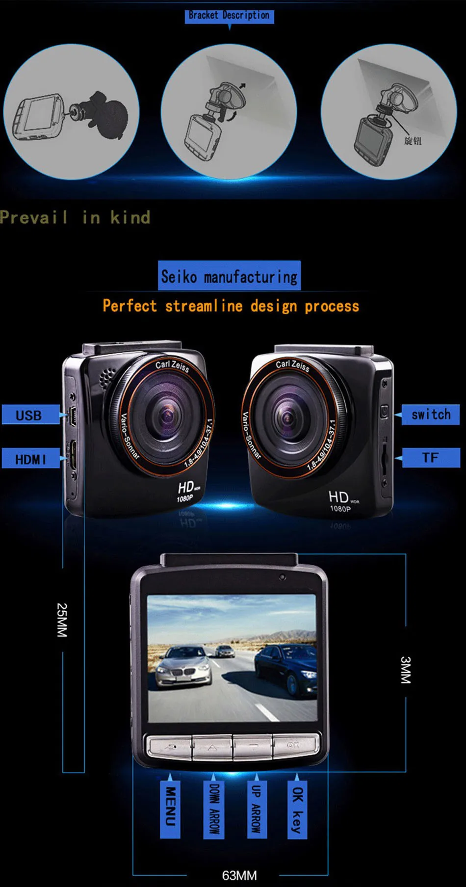 Dash Cam Original Novatek 96220 Mini Car DVRS Camera Full HD 1080P Video Recorder A6 170 Degree 2.31 Inch Night Vision Dashcam -3