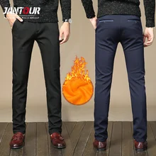 Новинка, зимние мужские брюки из плотного бархата, деловые повседневные панталоны, мужские теплые флисовые брюки, Мужская одежда для работы, бархатные брюки 40