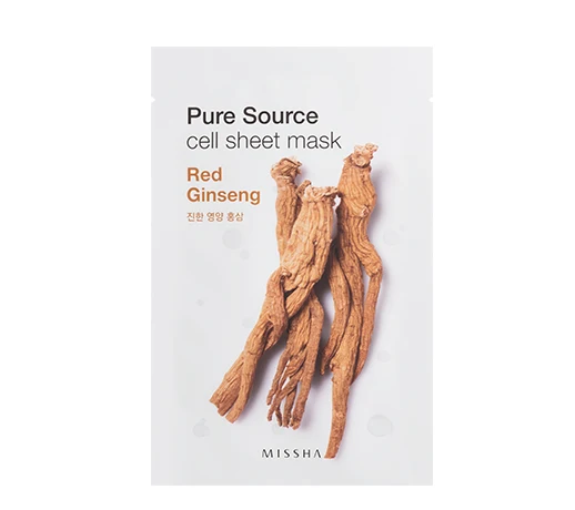 MISSHA Pure Source Cell Sheet Mask Face Skin Care Facial Mask Hydrating Anti Aging Whitening Acne Treatment Mask Korea Cosmetics - Цвет: RED GINSENG 1pcs