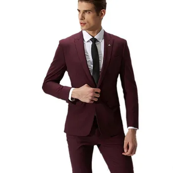 

Wine red men's business trip formal occasion business suit suitable for men to wear office reception dress wedding dress groom
