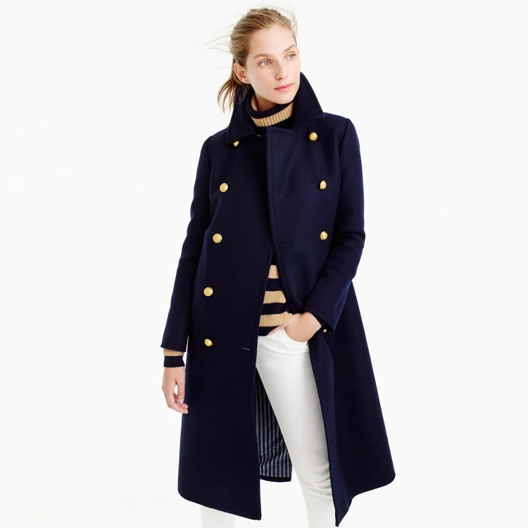 UK Manteau femme Осень Зима Женское темно-синее двубортное длинное шерстяное Пальто классическое приталенное пальто abrigos mujer