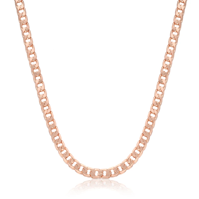 

1pcs 4mm 45cm-55cm Necklace Men Women Gold 585 Color Flat Curb Chains Jewelry Wholesale Price