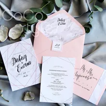 Cocostyles пользовательские модные детские Розовые Конверты мраморный лайнер с геометрическим приглашением карты для современных свадебных приглашений