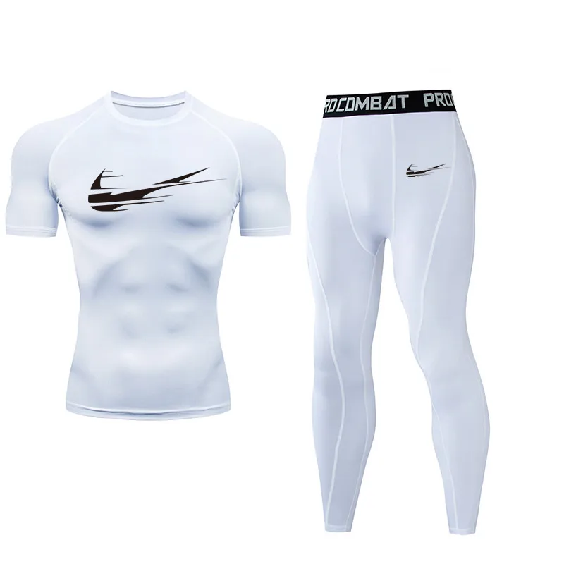 

2019 new compression t-shirt fitness tights running suit T-shirt leggings men's sportswear Demix Gym sports suit