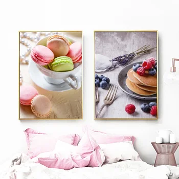 

Nordic Posters and Prints Macaron Cake Coffee Dessert Canvas Painting Modern Home Decoration Kitchen Wall Art Pictures No Frame