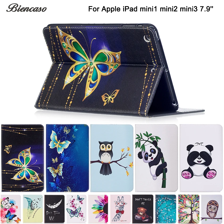 Biencaso бумажник флип чехол для Apple iPad Mini 1 2 3 Mini2 Mini3 7.9 ''Мода Панда бабочки В виде ракушки защитная крышка B120