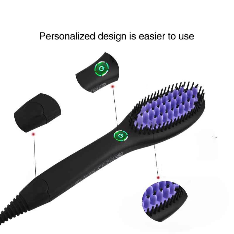 Электрическая щетка для волос выпрямитель для волос Выпрямление плоского железа гребень Быстрый нагрев волос Горячая расческа для завивки волос для туризма pro