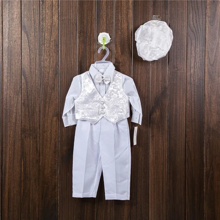 HELLO BABY white gentleman costumes Christening clothing set for baby