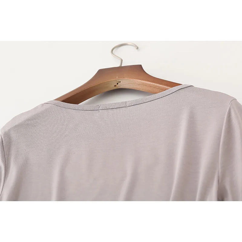  womens top Lady Cotton long sleeve O-neck top woman tshirt all match Basic t-shirt black gray white