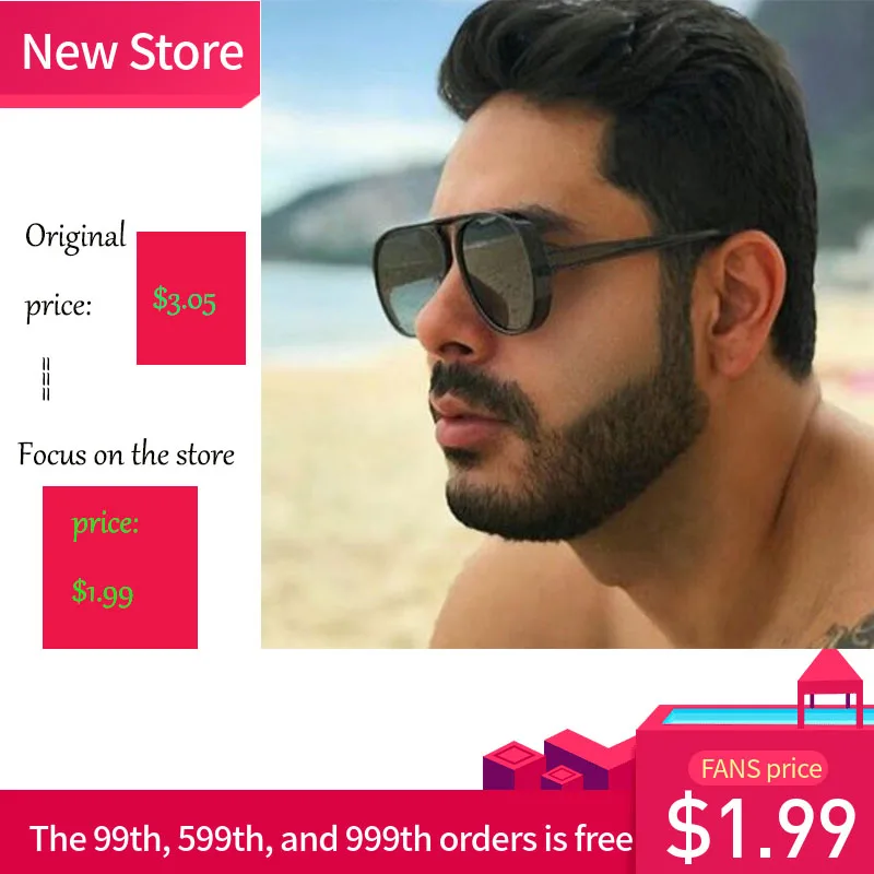 

2019 New Fashion Big Frame Sunglasses Men Square Fashion Glasses for Women High Quality Retro Sun Glasses Vintage Gafas Oculos