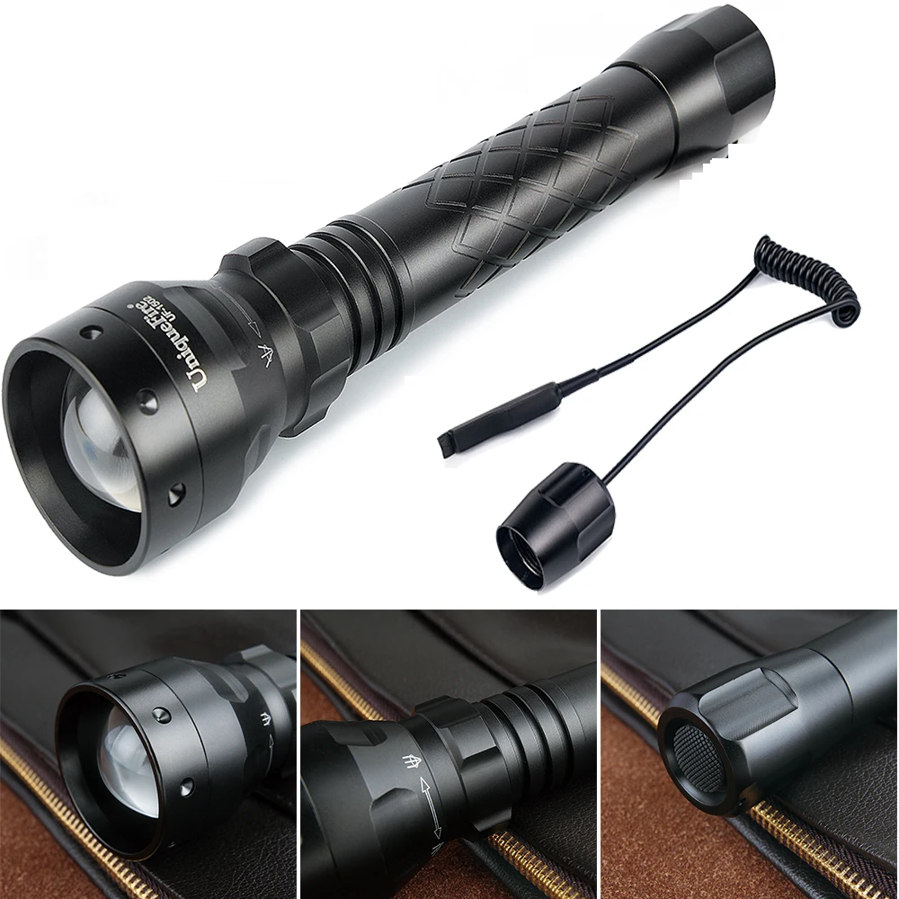 

Uniquefire Remote Control Flashlight UF-1502 Cree XM-L2 Led Zoom 38mm Convex Lens Lamp Torch Lantern+Remote Pressure
