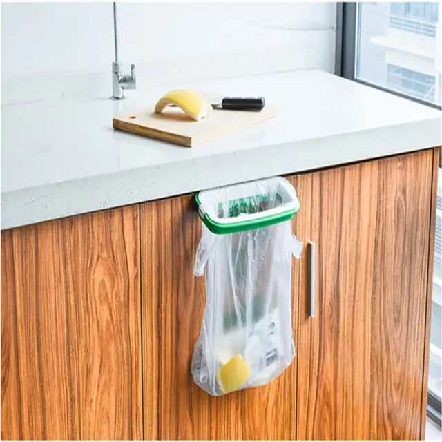 1pc Kitchen Cupboard Back Trash Bag Rack Kitchen Tools Cabinet