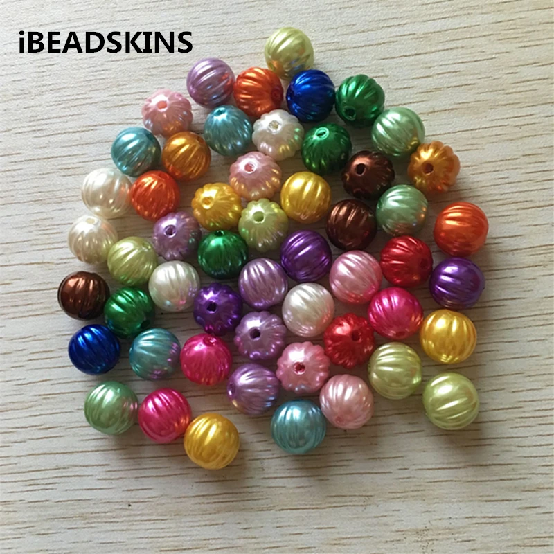 

(choose size and color )14/20mm Acrylic Imitation pearl stripe pumpkin shape Beads for Jewelry DIY(Design as shown)
