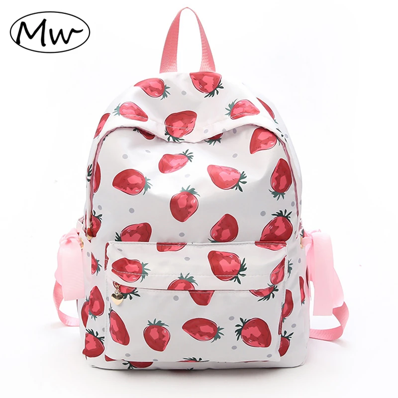 Moon Wood Japanese Fresh Style Fruit Strawberry Printing Backpack With