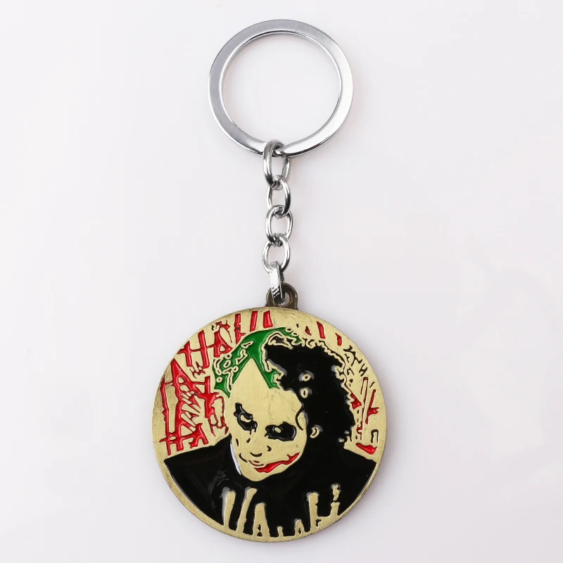 Movie Series Batman Riddler Joker Keychain Heath Ledger Double Sided Keyring x