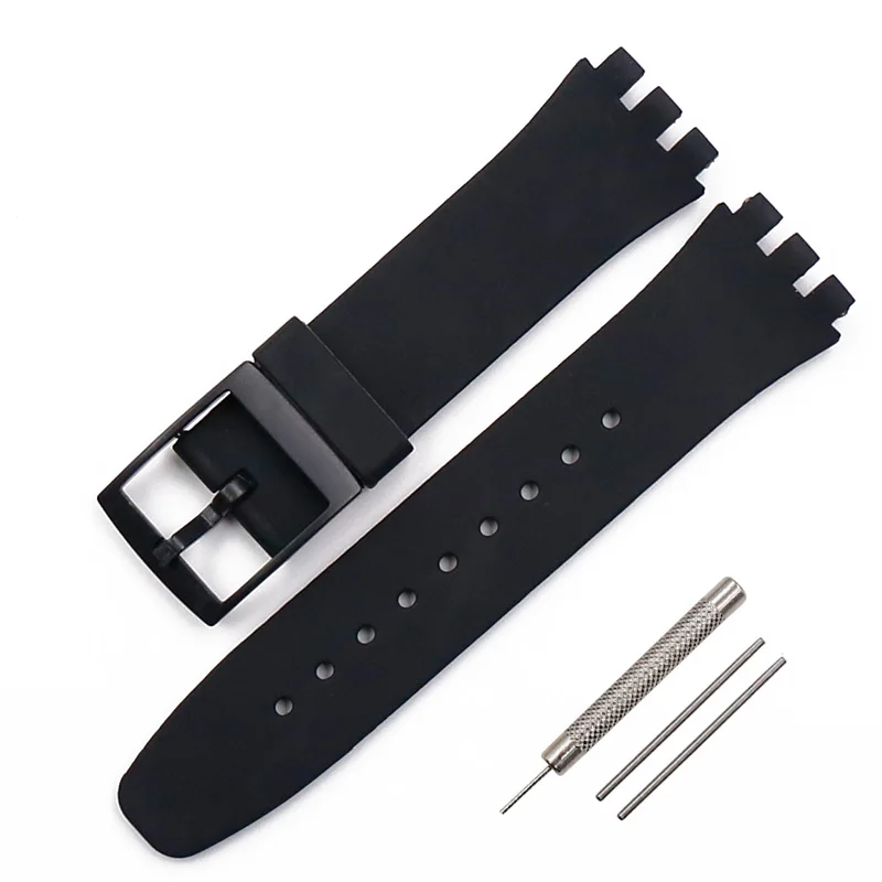 Пряжка 20 мм силиконовый ремешок для мужчин для Swatch SUSB401SUSW402SUSN400SUSL400 резиновый ремешок водонепроницаемый браслет для часов - Цвет ремешка: black