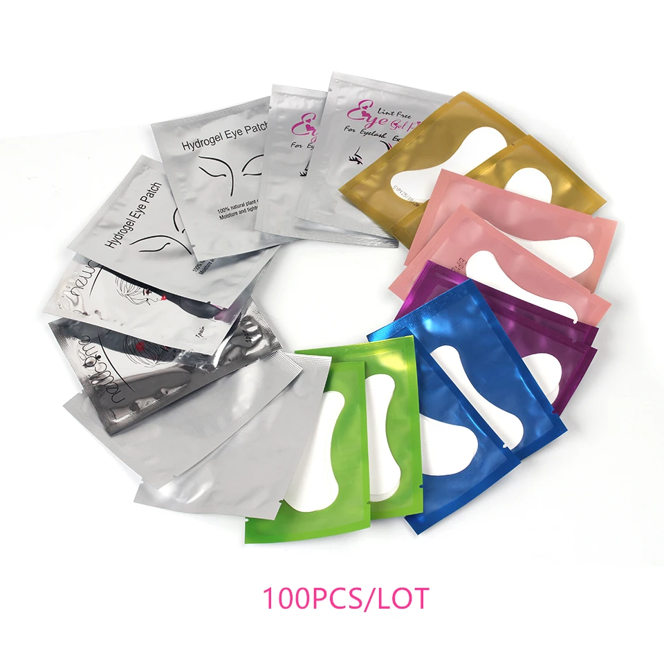 

100 Pairs Under Eye Pads Patch Set Eyelash Extensions Pads Lint Free Hydrogel Under Eye Gel Pads for Eyelash Extension Building