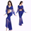 HOT SALE! mesh speaker sleeves belly dance set women 2pcs top and Five point trousers belly dance suit 12colors M and L ► Photo 3/6