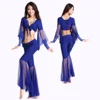 ¡Gran oferta! Conjunto de malla con mangas de altavoz para mujer, conjunto de danza del vientre, top y pantalones de cinco puntos, traje de danza del vientre, 12 colores, M y L, 2 uds. ► Foto 3/6