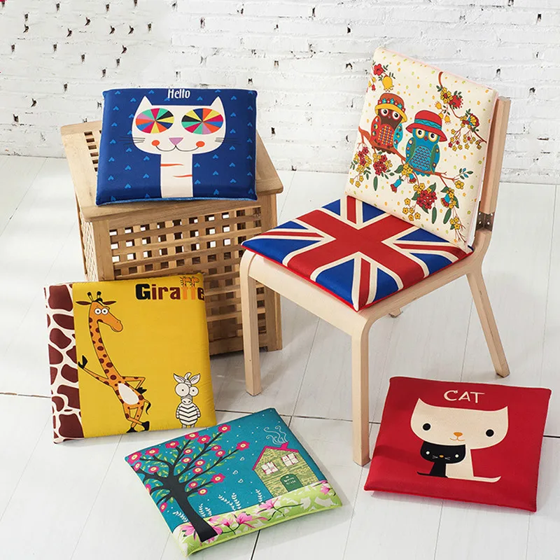 Best New customized Cute cartoon seat mattress printed cotton linen decorative car seat sofa mattress pillow gift for children  ZD001