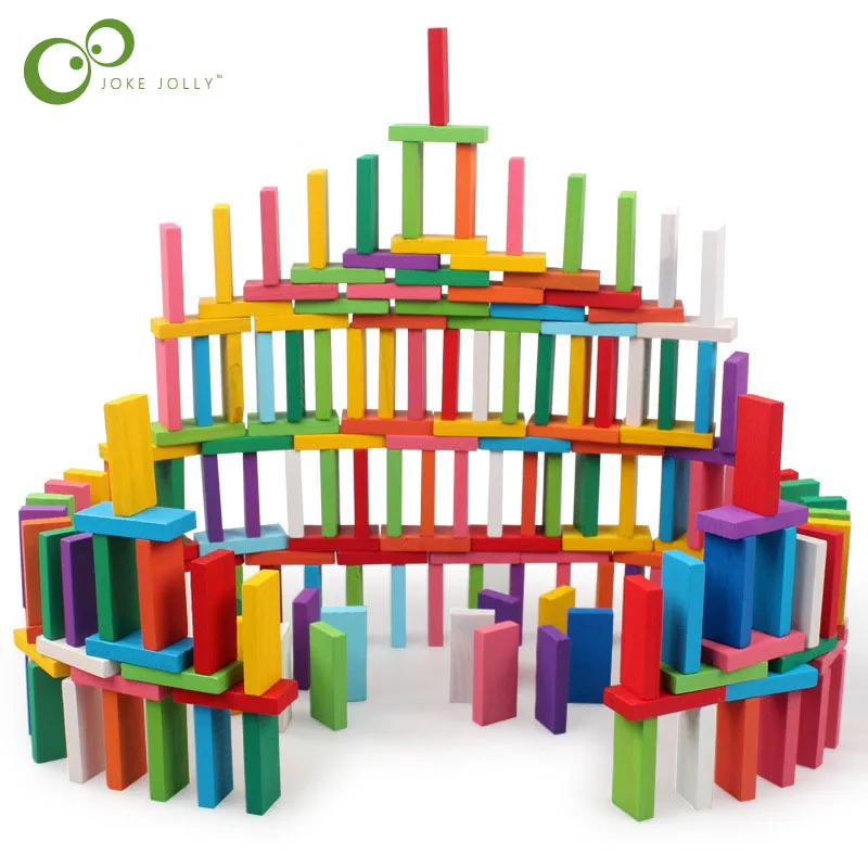 

120Pcs Colored Standard Wooden Dominoes quality of infants and young children domino blocks kids toys LYQ