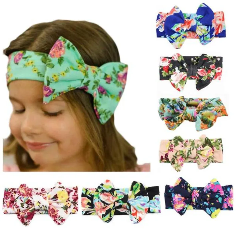 

Free shipping Great gift Baby Elastic Flowers Big Bowknot Headband Girl Headdress lacos de cabelo para meninas #