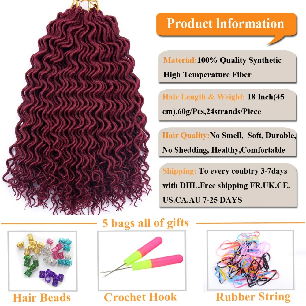 FALEMEI вязание крючком богиня Locs наращивание волос Faux Curly косички 60 г 24 корня 18
