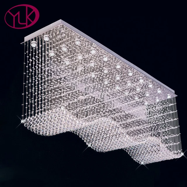youlaike large modern crystal chandelier rectangle wave design