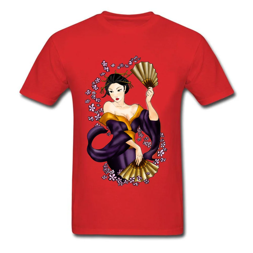 New Arrival Men's Tops Shirt GEISHA Custom Tshirts All Cotton Short Sleeve Leisure T Shirt Round Collar Drop Shipping GEISHA red