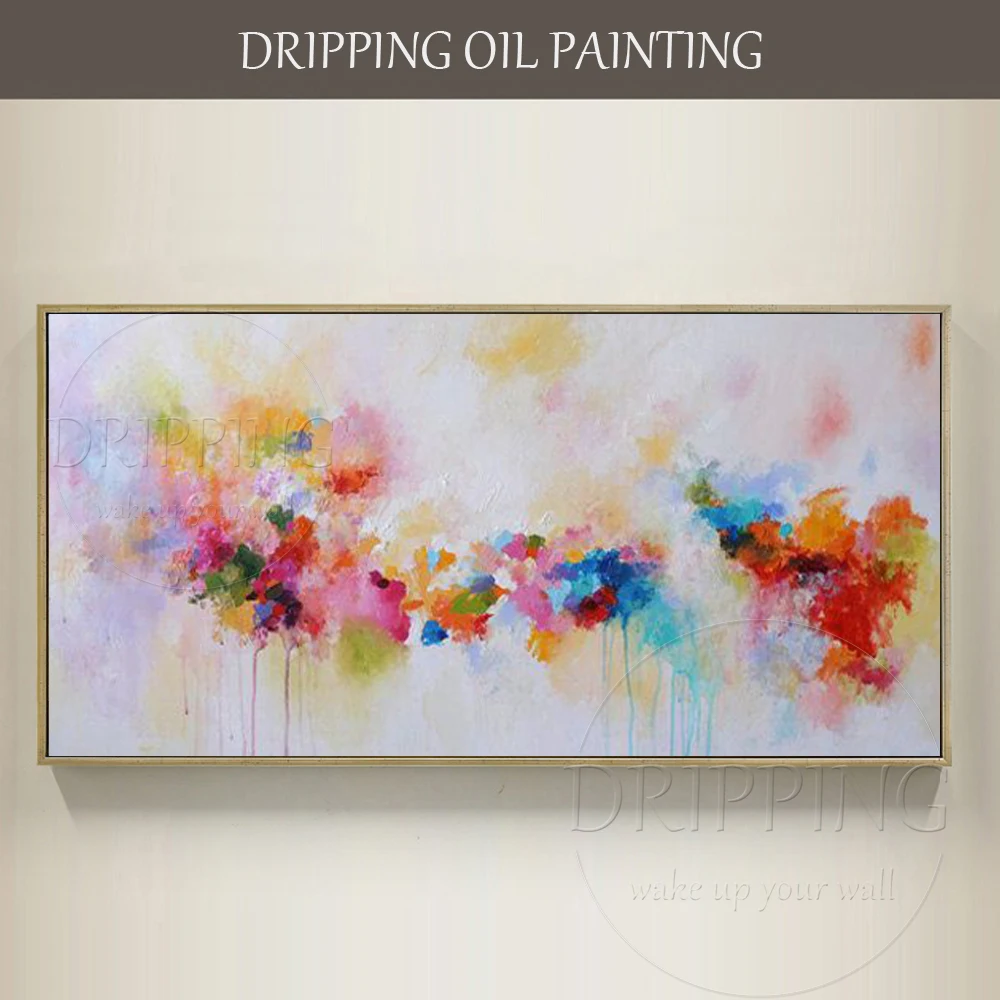 

Pure Hand-painted High Quality Abstract Colorful White Oil Painting on Canvas Beautiful Rich Colors Abstract Oil Painting