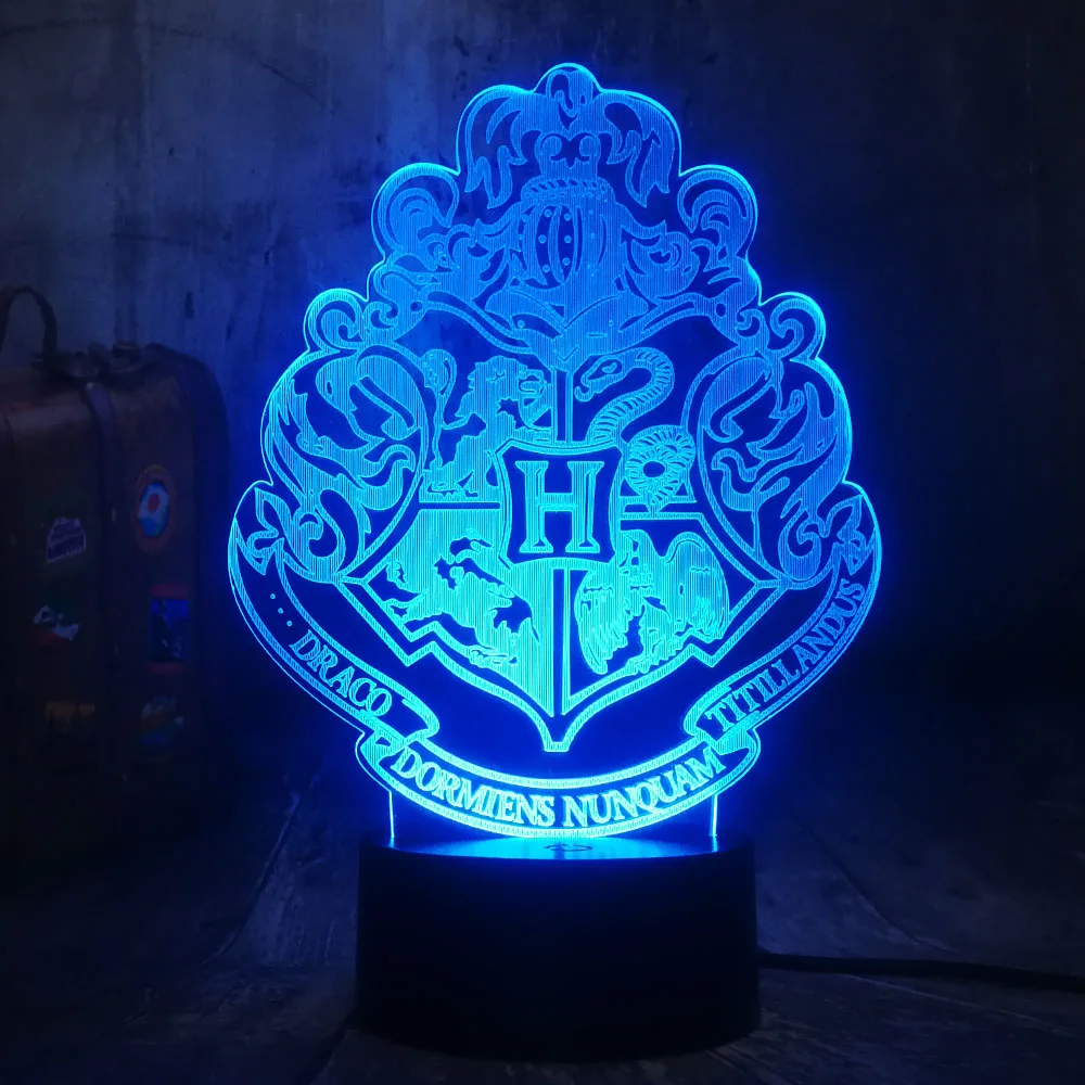  Cool Movie Fans HOGWARTS Magic School Emblem Logo 3D illusion LED Night Light Mood Desk Lamp Home D - 4000012208269