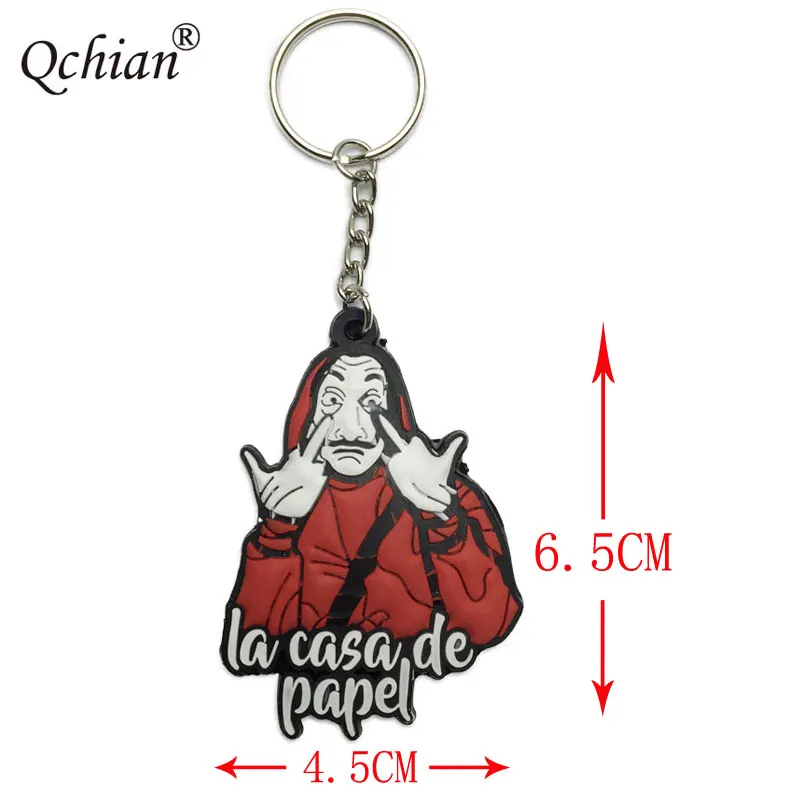 

Silicone motorcycle key holder decorative pendant La casa de papel Season Dali keychain
