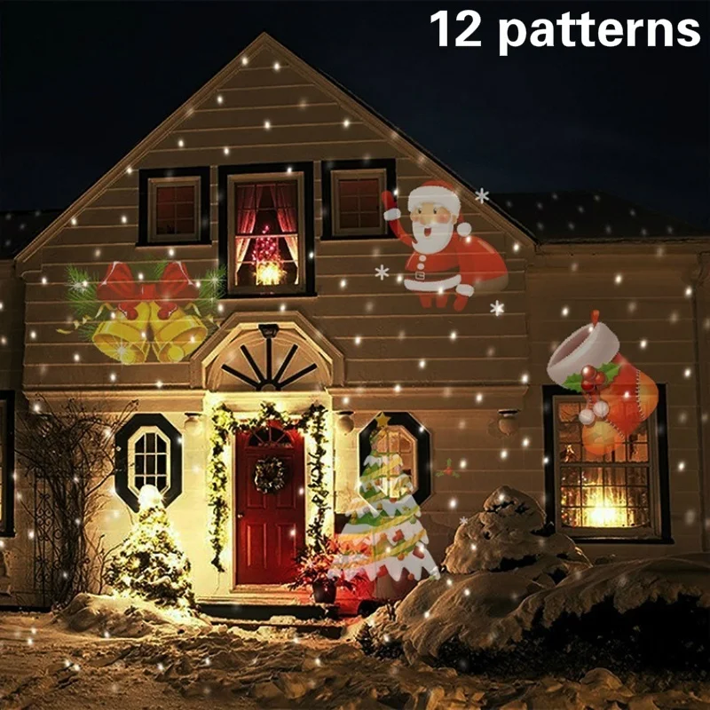 christmas laser projector 12 patterns snowflake led laser shower shower christmas lights