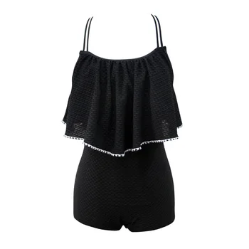 

Sexy cross - shouldered backless one-piece swimsuit with flounce trim