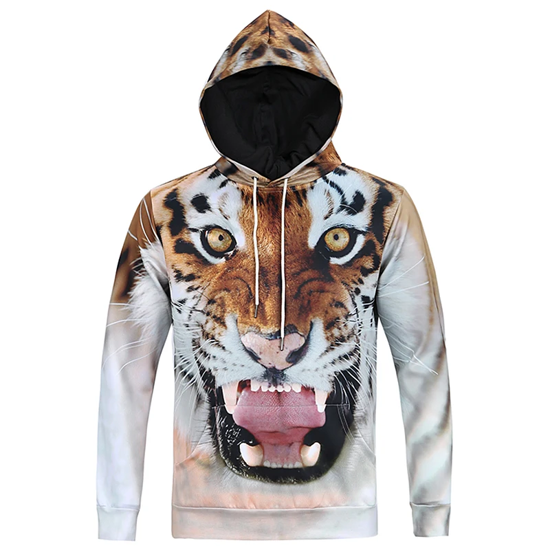 Anime Hoodie Thin 3d Sweatshirts Met Hoed Hoody Unisex Tiger Head Mens