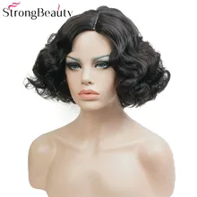 StrongBeauty короткий волнистый парик синтетические парики женские винтажные волнистые парики вечерние волосы для косплея