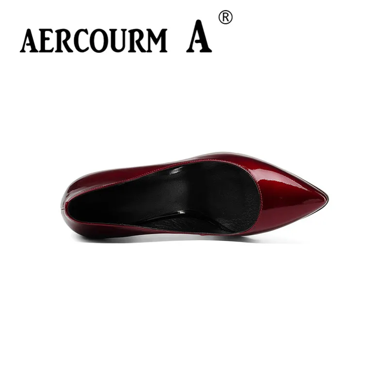 Aercourm A/Демисезонный Для женщин Яркая кожаная обувь высокие ботинки на каблуках с украшением в виде кристаллов туфли-лодочки на каблуке Туфли под платье женские Брендовая обувь Z310