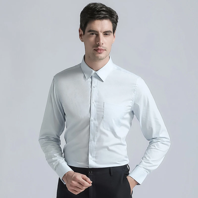 Бренд Для Мужчин's Regular Fit Мужская классическая рубашка Высокое качество Смешанный хлопок одежда с длинным рукавом одноцветное Цвет мужской деловой костюм рубашка