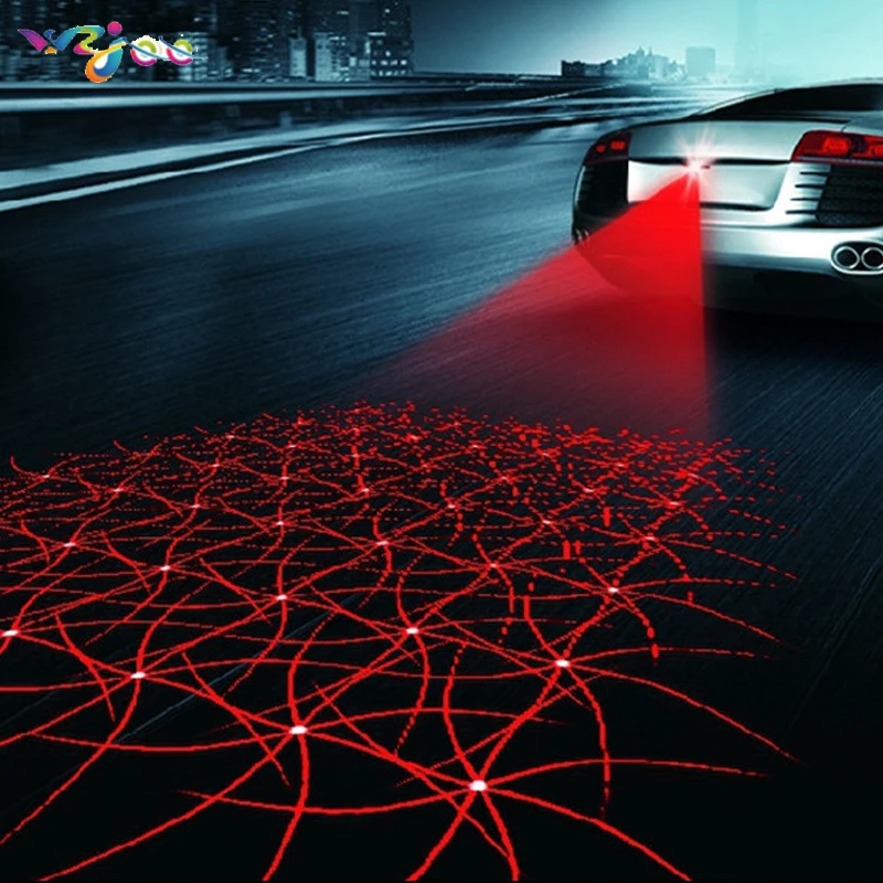 

WZJOO Universal LED Car Motorcycle Laser Fog Light Anti Collision Tail Lamp Auto Moto Braking Parking Signal Warning Lamps