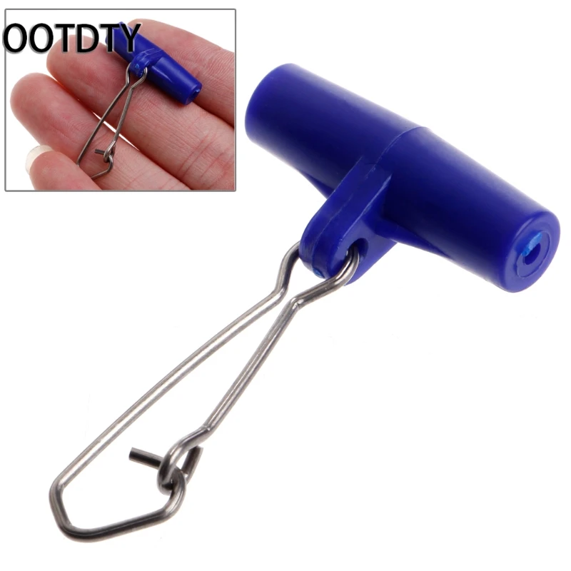 

OOTDTY 10pcs Fishing Sinker Slip Clips Blue Plastic Head Swivel With Hooked Snap Fishing Weight Slide For Braid Fishing Line