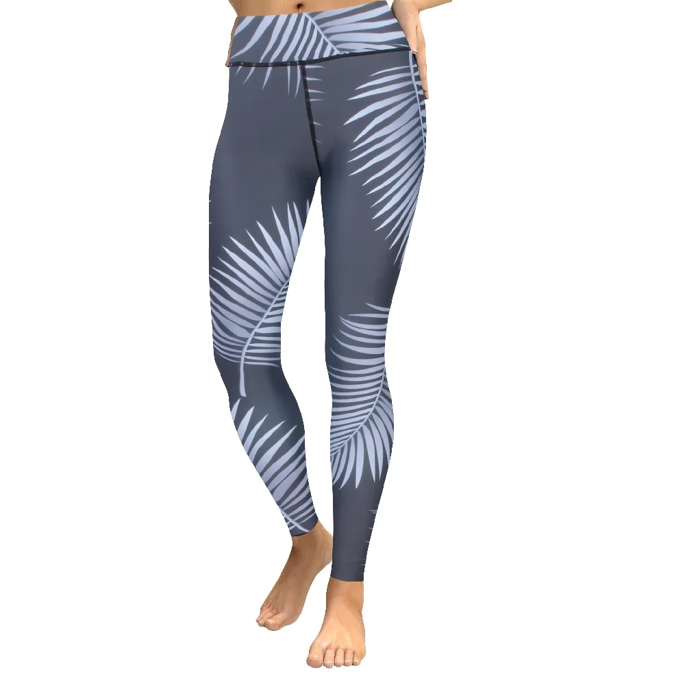 Tropical palm leaves high waistband legging (1)