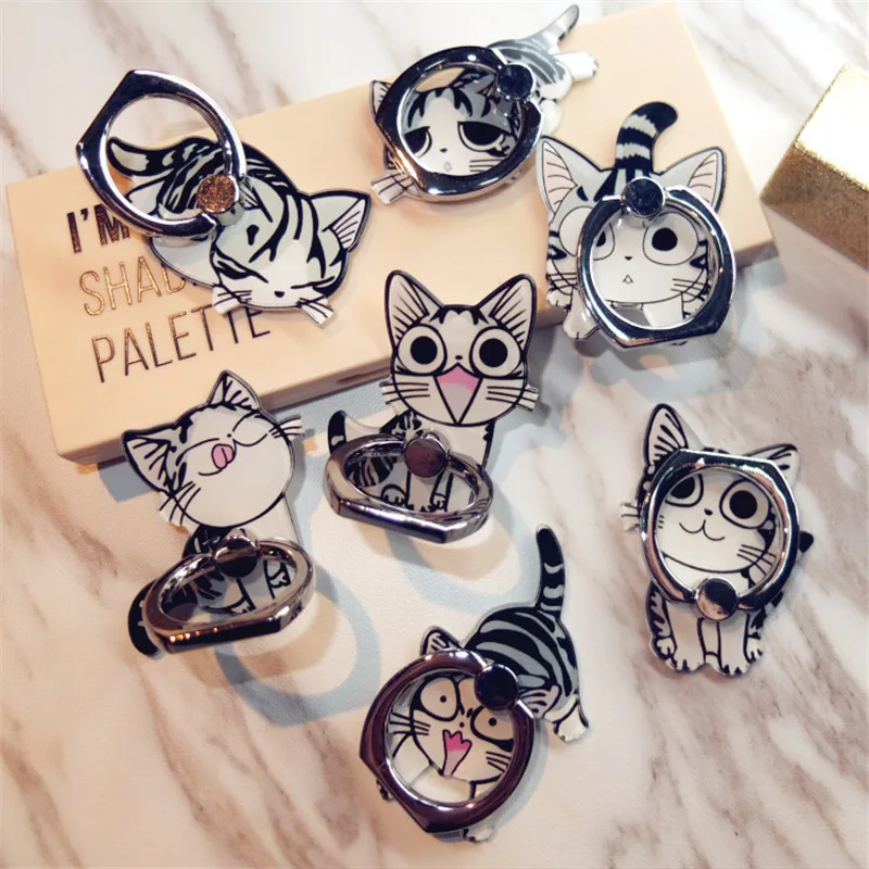 Cartoon Cat Finger Ring mobile phone holder Stand For iPhone 4 5 SE Samsung S8 Xiaomi mi5 Smartphone holder stand