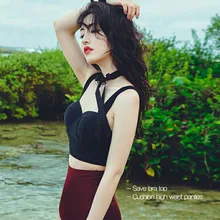 Черный спортивный плюс размер укороченный бикини сексуальное облегающее боди с высокой талией купальник с подкладкой купальник женский купальник из двух частей