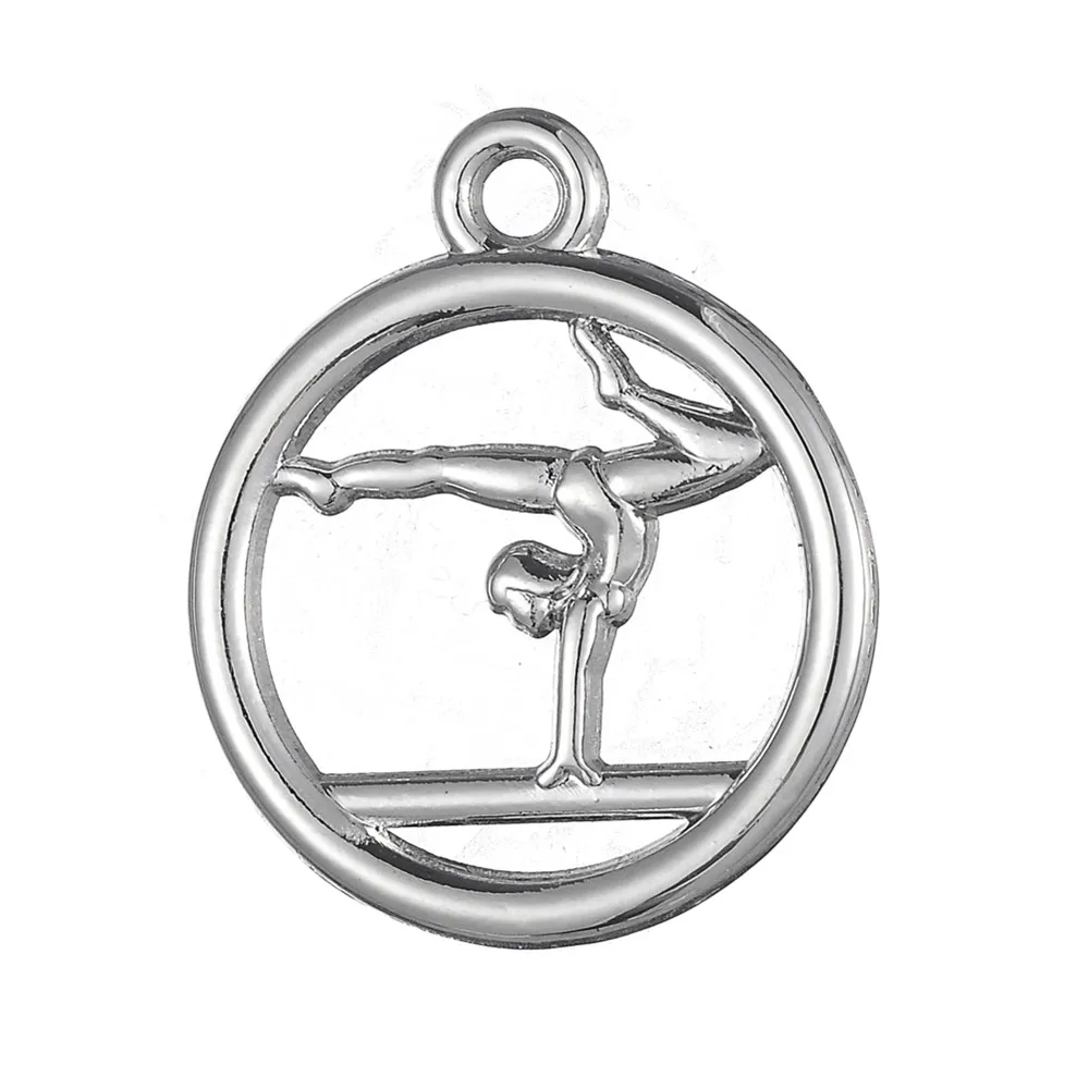 

10pcs Charms Jewelry Findings Diy Accessories Gymnastics Girl Pendant 2 Colors Plated 15.2x21.7mm