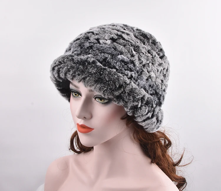 Женская теплая шапка, шапки из натурального меха, настоящий мех кролика, зимняя меховая шапка для женщин, высокое качество, Повседневные шапки, вязаная шапка